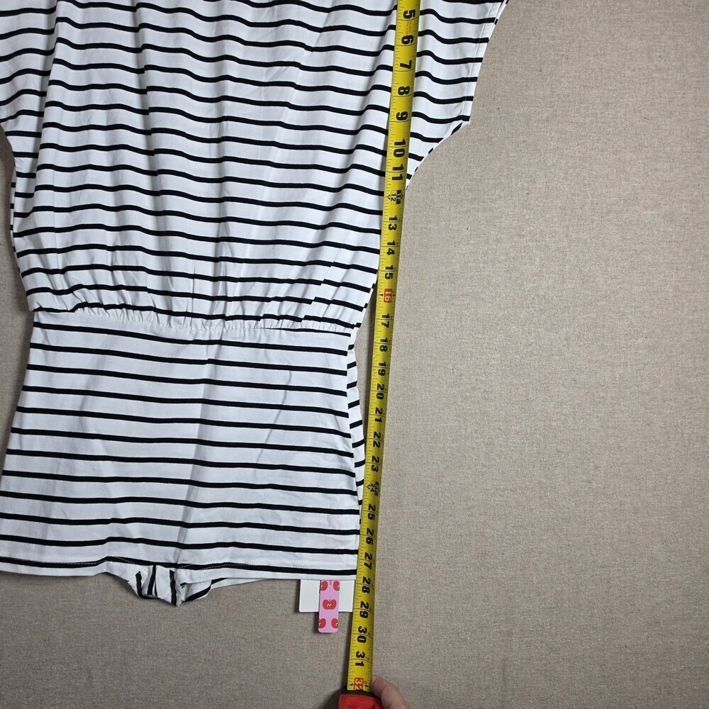 Cider Romper Women Size Small Black White Stripes Short Sleeve Shorts NWT - Picture 9 of 14